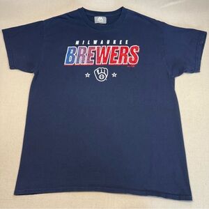 Majestic Milwaukee Brewers Navy Tee - Size Large